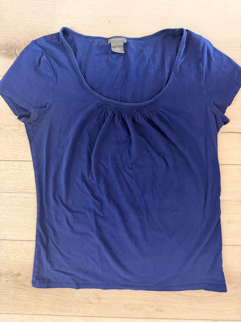 Ann Taylor Short Sleeve Scoop Neck Top - Royal Blue